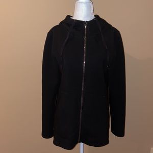 Black Betsy Johnson hooded zip up. Size small.
